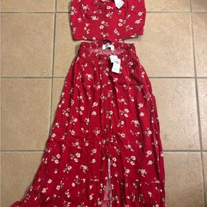 Hollister Red Floral Maxi Dress